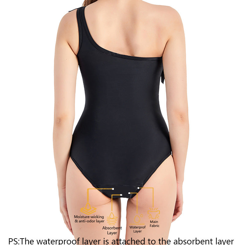One Shoulder Frill Period Swimsuit