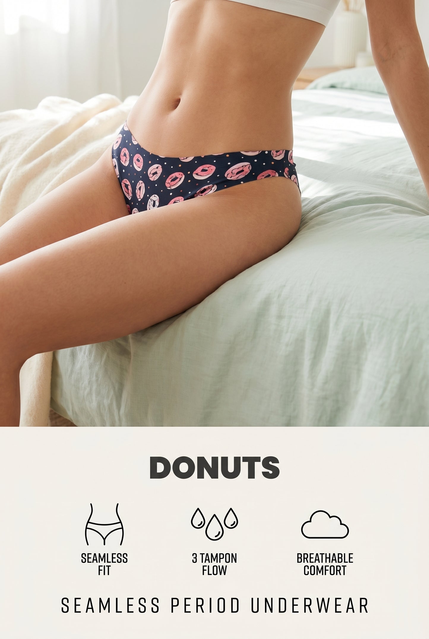 Seamless Period Underwear Donuts Moderate Absorbency