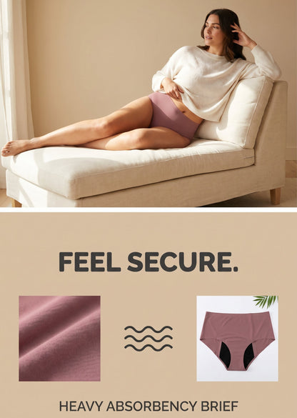 High Waisted Seamless Period Brief Heavy Absorbency