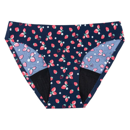 Seamless Navy Strawberry Print Period Underwear