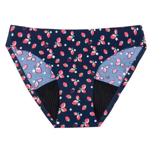 Seamless Navy Strawberry Print Period Underwear